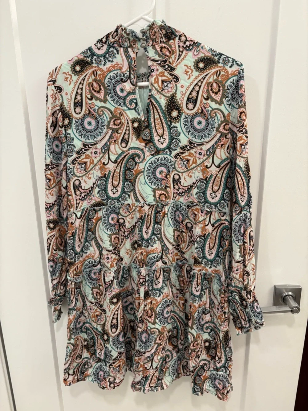 Anthropologie Cady Tiered Tunic Paisley Mock Neck Dress Size Small - Picture 10 of 16
